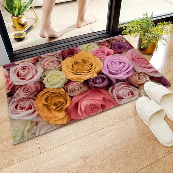 Gelyijix Alfombra Baño Antideslizante Flor Floral Microfibra