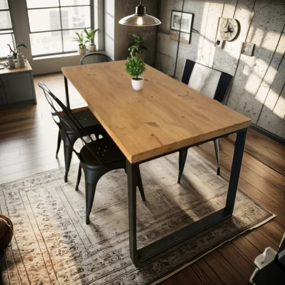 Mesa Madera Maciza + Hierro (160x80) Envio Gratis
