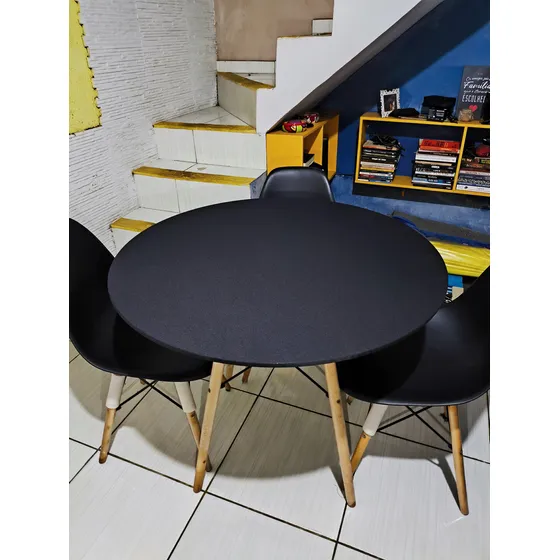 Toalha De Mesa Redonda Charles Eames Eiffel Tampo 100x100 Cm