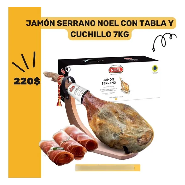 Jamón Serrano Noel Con Tabla Y Cuchillo Pieza 7kg