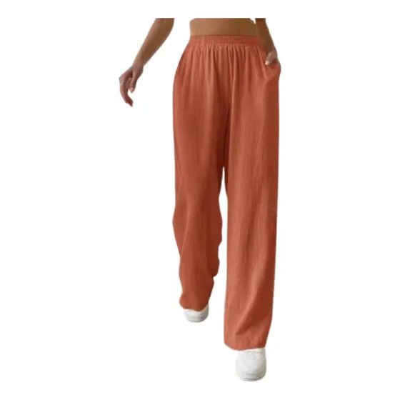Shein Ezwear Pantalones Anchos De Lino Con Bolsillo