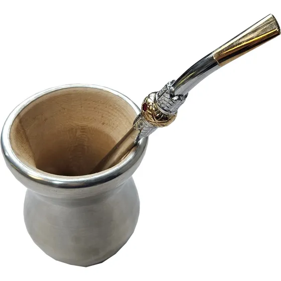 Kit Mate Madera Forrado En Aluminio + Bombilla Taumer Brasil