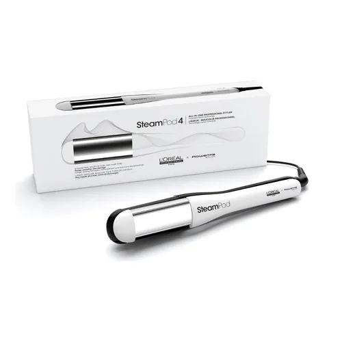 Alisador Y Rizador Profesional De Cabello A Vapor Steampod 4 Color Blanco