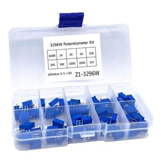 Kit 50 Potenciometros Trimpot 3296w 10 Valores 500 Ohms /1 M Kit 50 Potenciometros Trimpot 3296w 10 Valores 500 Ohms /1 M