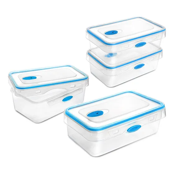 X4 Recipientes Para Cocina Tapper Hermético Portacomida Color Azul