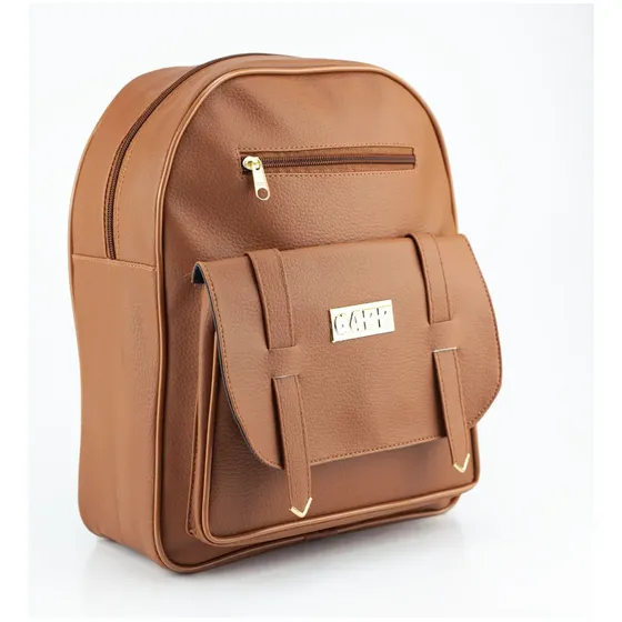 Mochila Feminina Gazzone's Beauty Caramelo Pequena Urbana Alça Ajustável