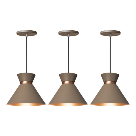 Kit 3 Luminária Pendente Berlin 15cm Balcão Bancada Cozinha Cor Fendi 15cm Iluminar Ambiente Kit 3 Luminária Pendente Berlin 15cm Balcão Bancada Cozinha Cor Fendi 15cm Iluminar Ambiente