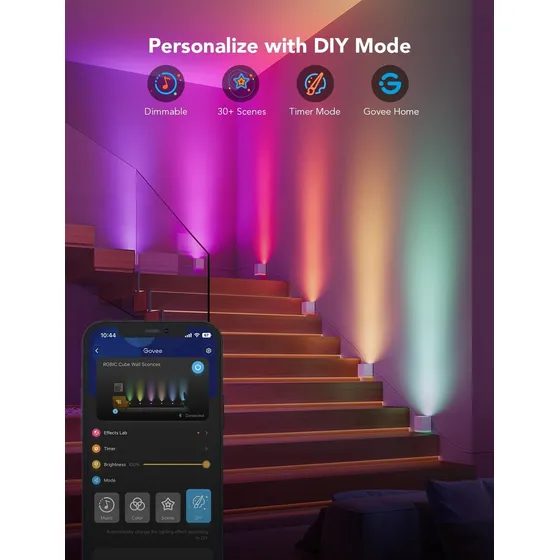Aplique Led Cubo Luz Led Rgbic Wifi  Funciona Con Alexa