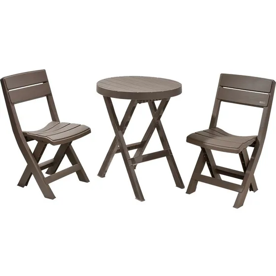 Combo Plegable ( Mesa Redonda + 2 Sillas Plegables Barú) Color Mocca