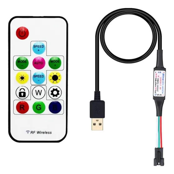 Controlador Rgb Led Ws2811 Con Salida Usb Y Rf Inalámbrico
