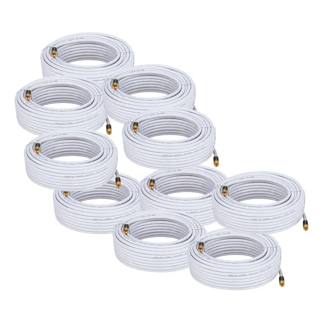 Cable Coaxial Rg59 X 10 Unidades, 15 Mts Rollo Con Conector