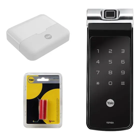 Kit Fechadura Digital Ydf 40a Biometria Hub+zigbee - Yale