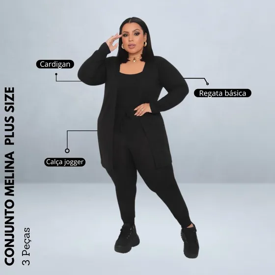 Conjunto Trio Feminino Lanzinha Plus Size Inverno Lãzinha