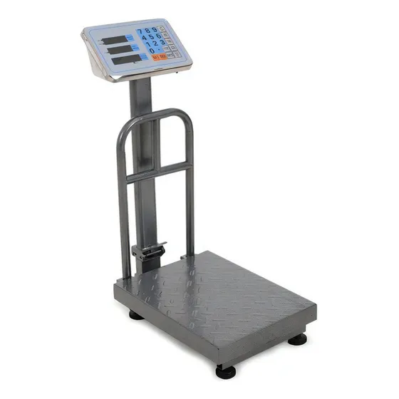 Báscula Digital Comercial Industrial 150 kg LCD Gris Oscuro Plataforma Recargable con Mástil