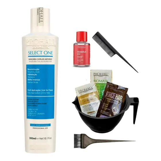 Kit Progressiva Prohall Selagem 300ml Capilar Select On Selante Com 8 Items