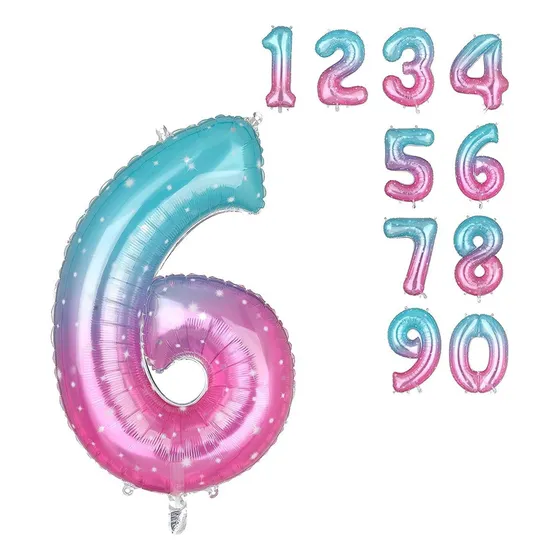 Globos Digitales De 34 Pulgadas De Arco Iris Con 6 Números D