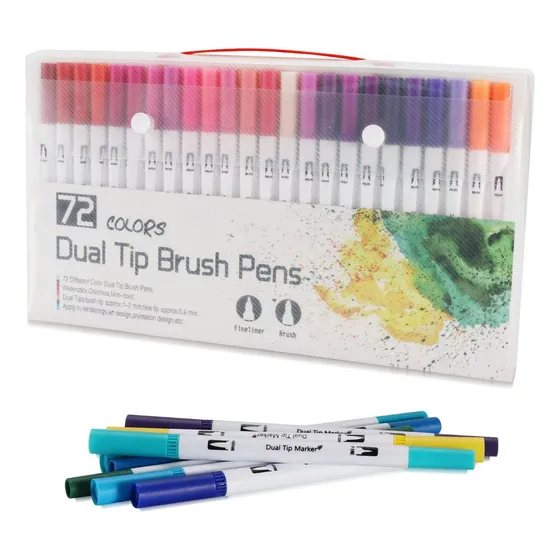 Caneta Marcadora De Pintura Com Ponta Dupla, 72 Cores A