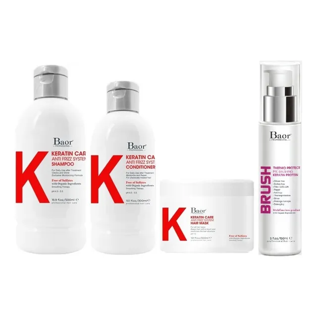 Shampoo + Conditioner +mascarilla +brush Baor K Keratin Care