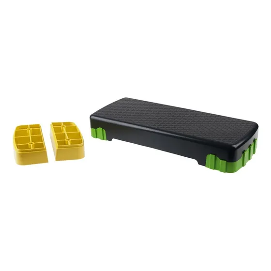 Step Clasico 2 Medidas Regulable Altura Plataforma Gimnasia Color Negro/amarillo