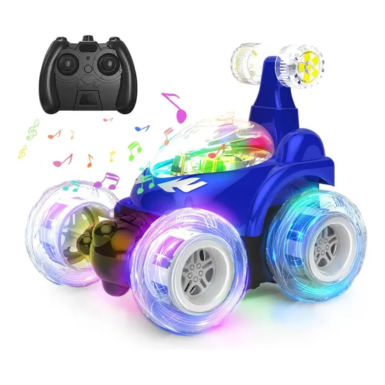 Auto Loco Crazy Car Luces Sonido Control Remoto Acrobatico Color Azul-270010