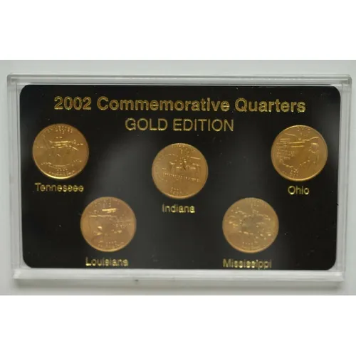 Jogo 5 Moedas Americanas 2002 Gold Edition No Estojo Fc