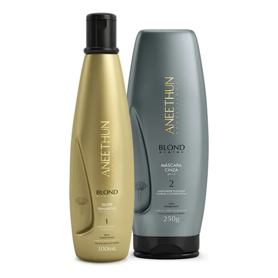 Kit Aneethun Blond System Sh Silver + Mask Cinza 250g