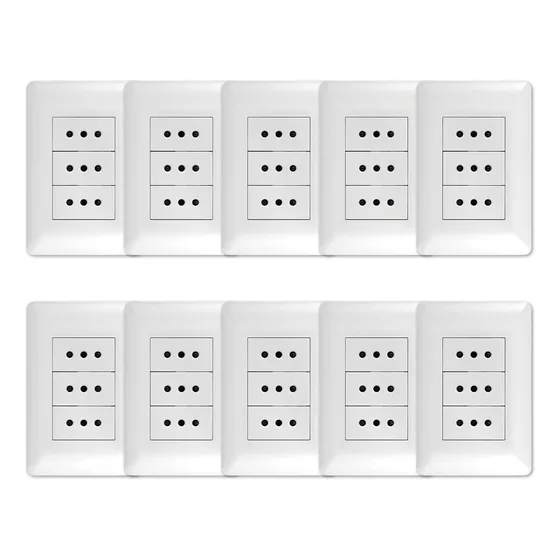Pack 10 Tomacorriente Triple 10a 250v Blanco