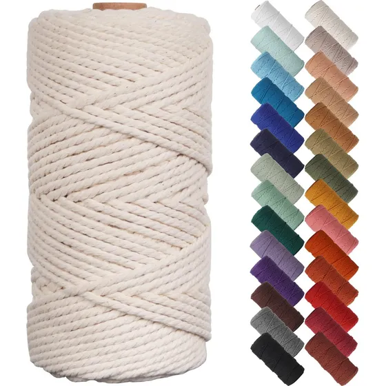 Cordón De Macramé Natural 3mm X 328m, Beige Para Decorar