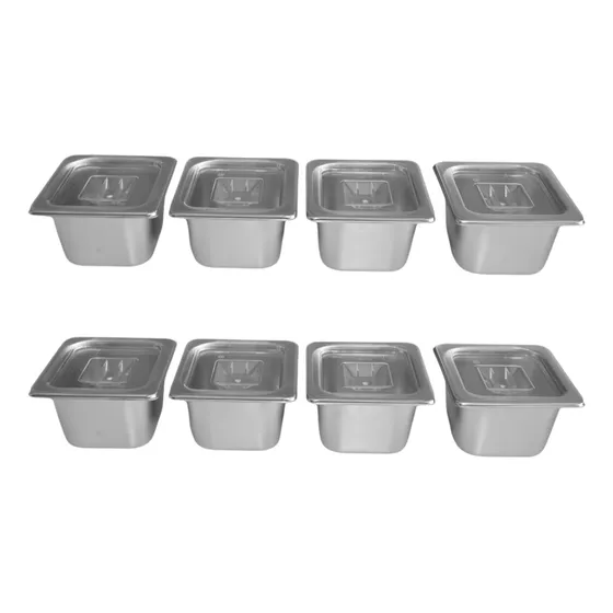 Juego De 8 Insertos Sexto 1/6 C/tapa Transparente Policarbon