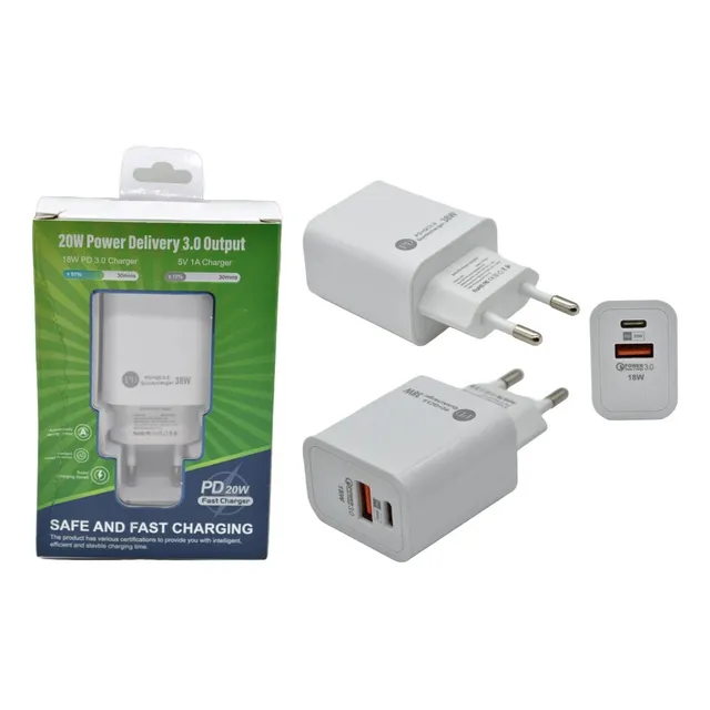 Cargador Múltiple Carga Rápida 20w+18w Android Ios Usb Tipoc