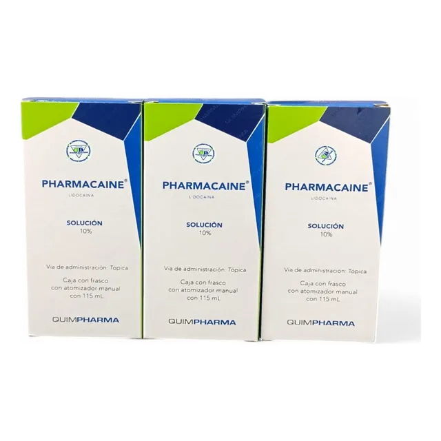 3 Pharmacaine Lidocaína Solución 10% C/115ml C/atomizador