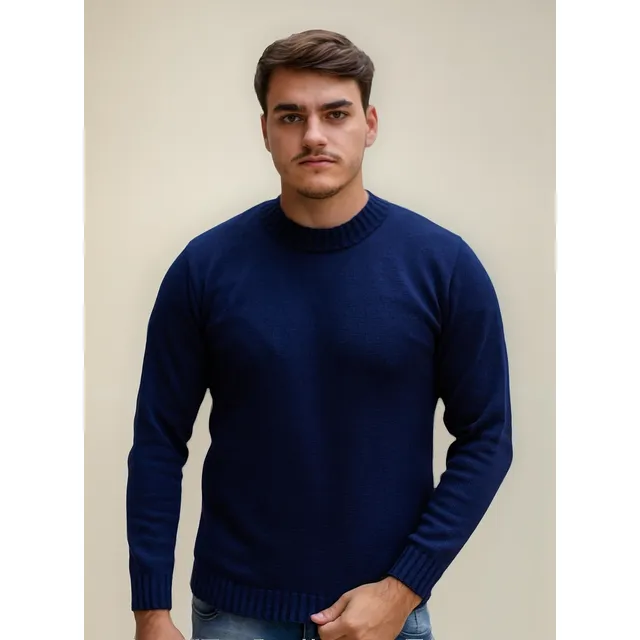 Blusa TricÎ Masculina Lã Suéter Gola Careca Cardigan Inverno Blusa TricÎ Masculina Lã Suéter Gola Careca Cardigan Inverno