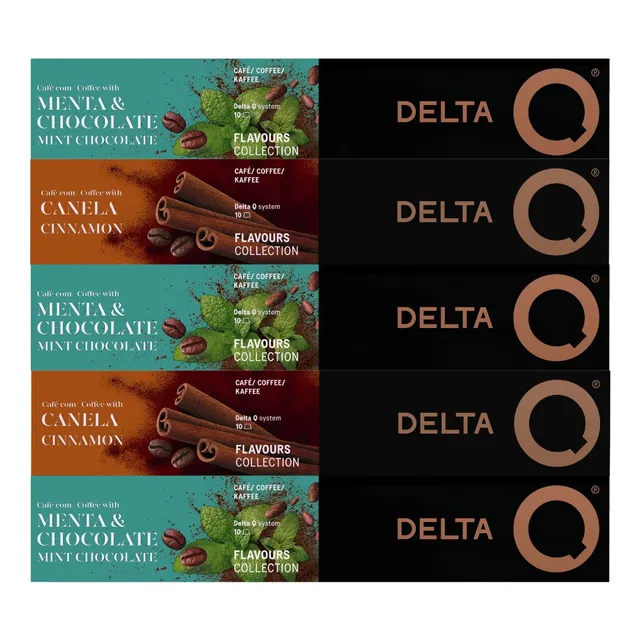 50 Cápsulas Delta Q Café Chocolate Com Menta E Café Canela.