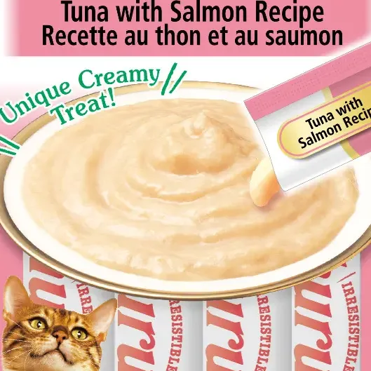 Snack Para Gato Cremoso Inaba Churu Atún Y Salmón 14 Gr