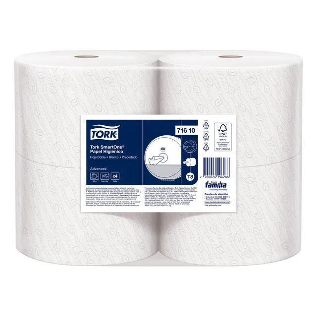 Papel higiénico Tork Higiénicos doble hoja 200 m de 4 u