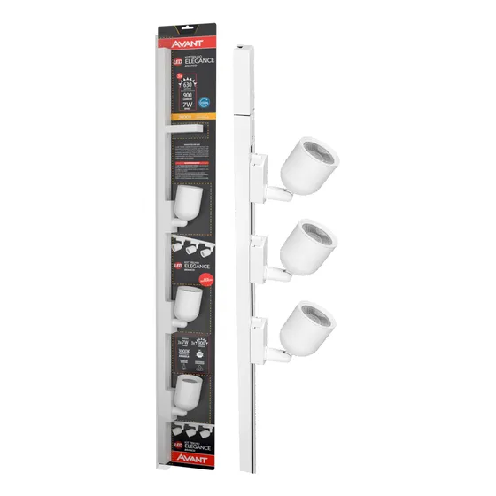 Kit Trilho Eletrificado Elegance Branco 7w 3000k Branco Quente 110V/220V 1 Metro 3 Spots Led Avant