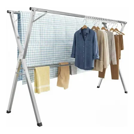 Varal De Chão Dobrável, Suporte Para Secar Roupas Extensível Cinza