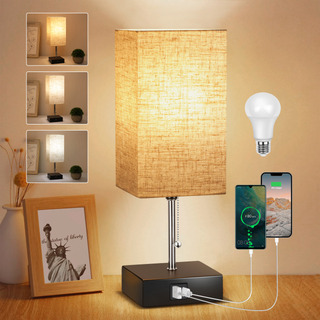 Lámpara De Buró Led 3 Colores Lino Con Usb-c Metal Lámpara De Buró Led 3 Colores Lino Con Usb-c Metal