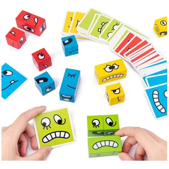 Juego De Mesa For Niños Con Expresiones De Madera, 1 Pieza