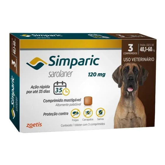 Simparic Sarolaner 40,1 A 60kg Pulgas E Carrapatos 3 Cp