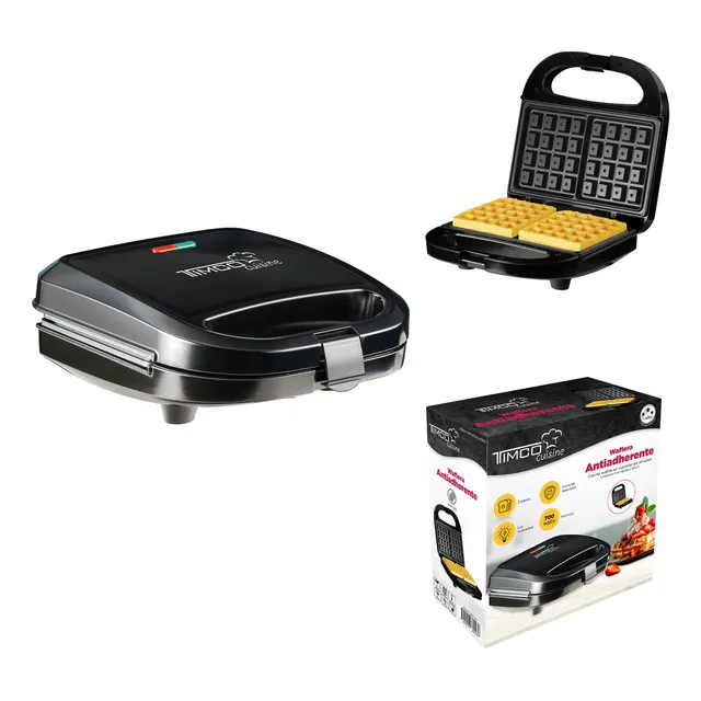Waflera Electrica Doble Cocina Plancha Antiadherente Waffle Hot Cake Postre Timco