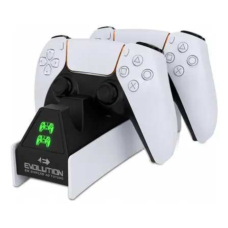 Base Carregadora Dupla Dock Para Controle Ps5 Dualsense Branco 127/220v