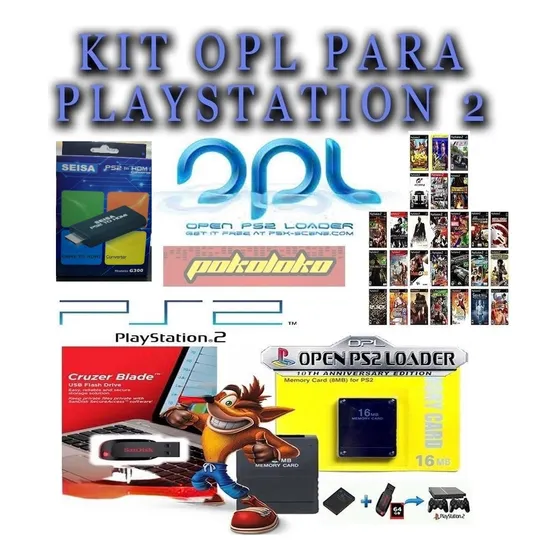 Kit Opl Memory Card 16mb + Pen Drive 64gb (cheio) Adap. Hdmi