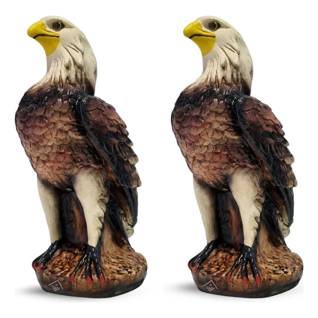 Kit 2 Pçs Estátua Gavião Espanta Pombo Maritaca Envernizado