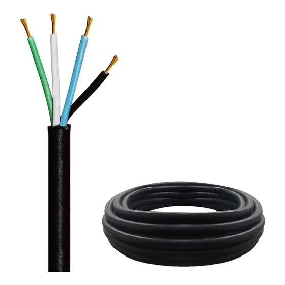 Cabo Pp 4 Vias Chicote Elétrico De Carretinha Reboque 5m 4x1 Cobertura Preto
