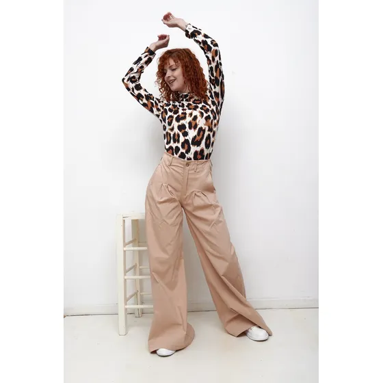 Pantalon Maxi Palazo De Bengalina Pinzado Para Mujer