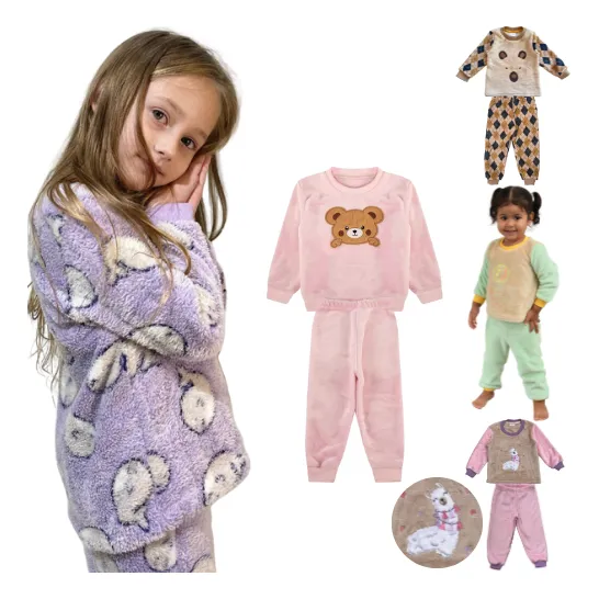 Kit 2 Pijamas Infantis Unissex Soft Fleece Mantinha: 4 Peças