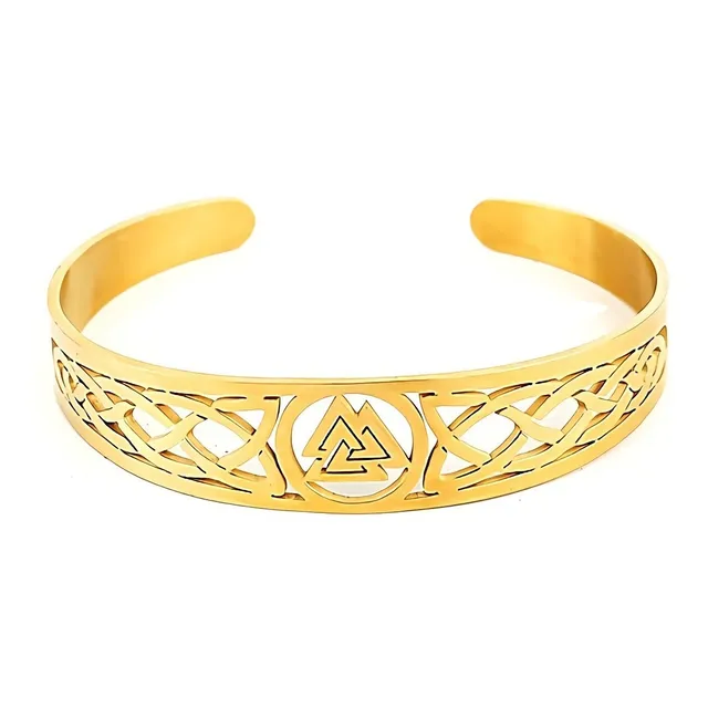 Pulsera Valknut Vikingo Acero Color Plata/oro Hombre Y Mujer