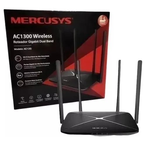 Router Wifi 4 Antena Gigabit Dual Band Ac1300 Mercusys Ac12g