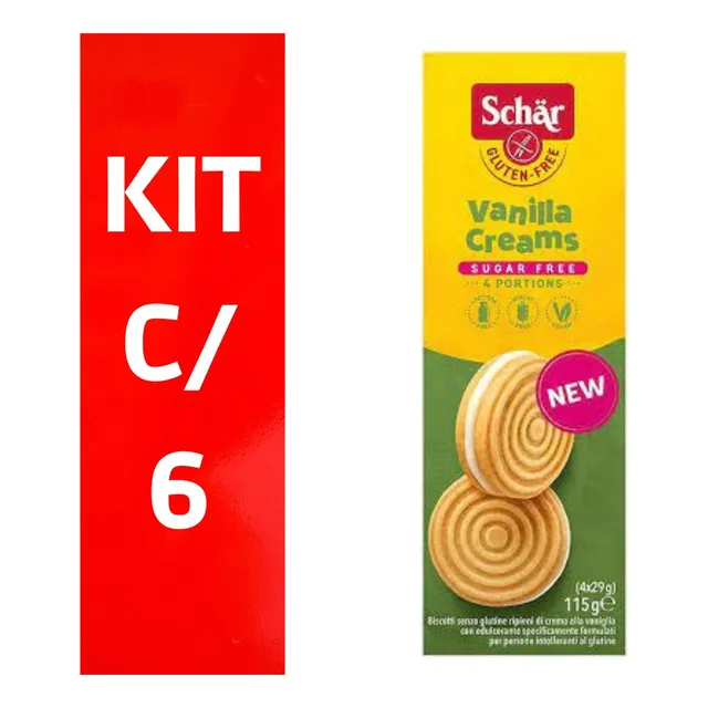 Kit C/6 Biscoito Vanilla Creams S/gluten S/acucar 115g Schar